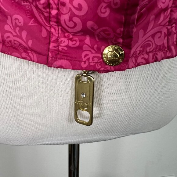 Vintage APPLE BOTTOMS pink gold fur lined hood jacket XL tie grommets puffer - Picture 6 of 10